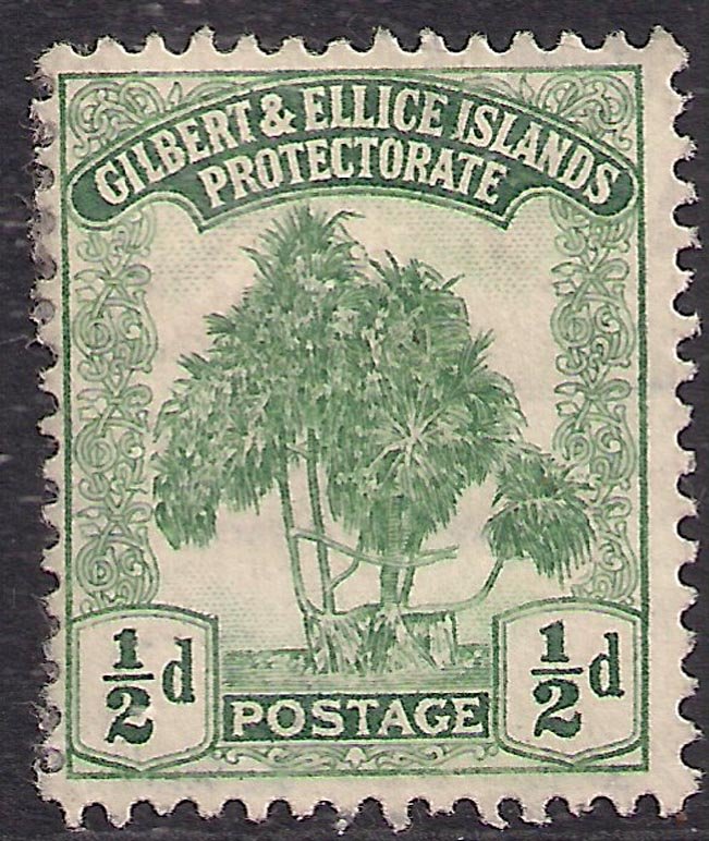 Gilbert & Ellice Islands 1911 KGV  1/2d Green Pandanus Pine MM SG 8  ( B541 )