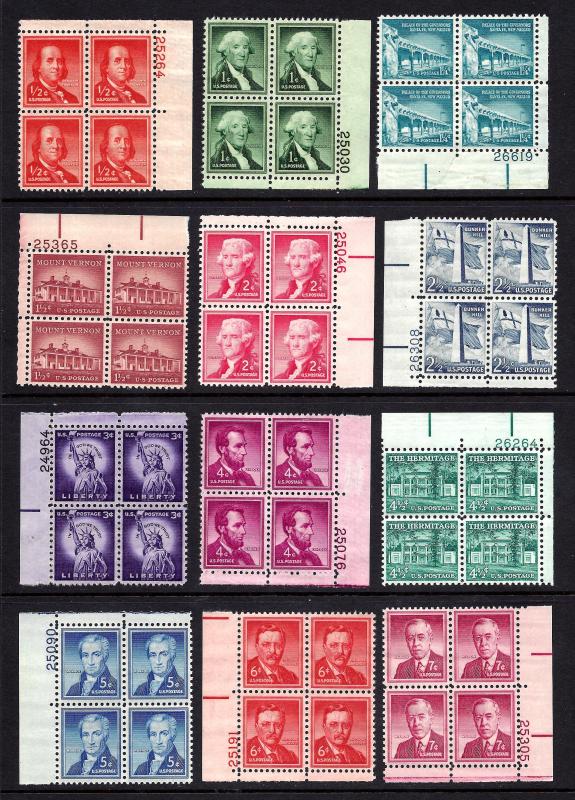 1030-53 Mint,OG,NH... Set of Plate Blocks of 4... SCV $301.30