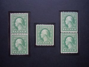 #486 1c Washington Single & Pair & Joint Line Pair Perf 10 Horz MNH OG VF