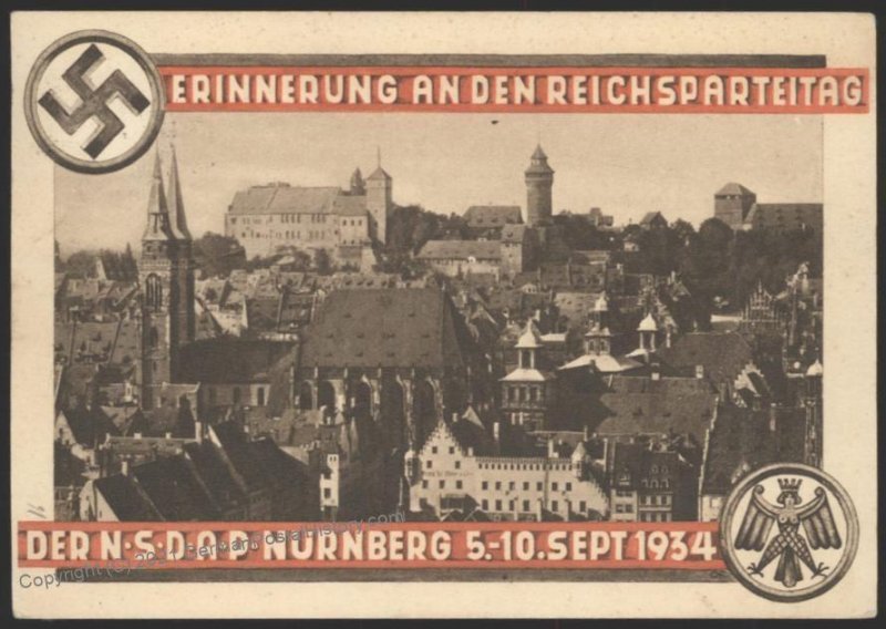 3rd Reich Germany 1934 Reichsparteitag Party Rally Propaganda Card USED E 103151