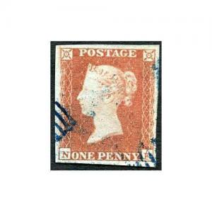 1841 Penny Red (NF) Cat £250 Four Margins (trace of a crease) BLUE CANCEL