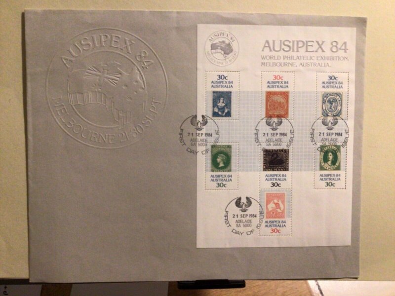 Australian 1984 Ausipex large stamps sheet cover A10176