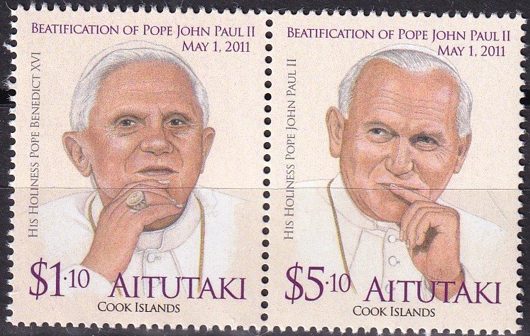 Aitutaki #580 MNH Pair  CV $10.50  (Z8870)