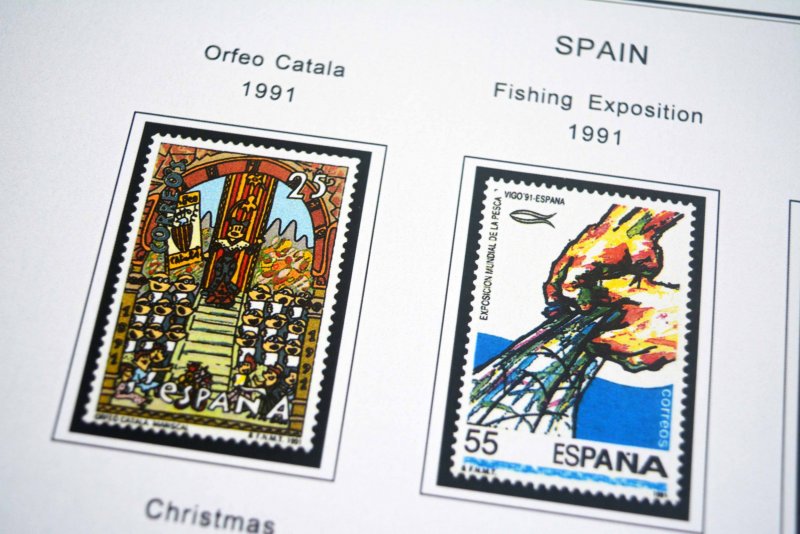 COLOR PRINTED SPAIN 1976-1993 STAMP ALBUM PAGES (101 illustrated pages)