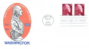 US FIRST DAY COVER 20c CRIMSON GEORGE WASHINGTON LIMITED EDITION CACHET 2001