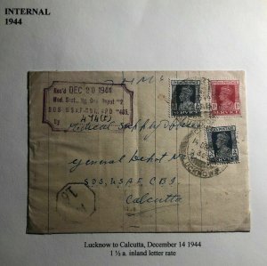 1944 Lucknow APO 465 India On His Majesty Service Official Cover To Calcutta