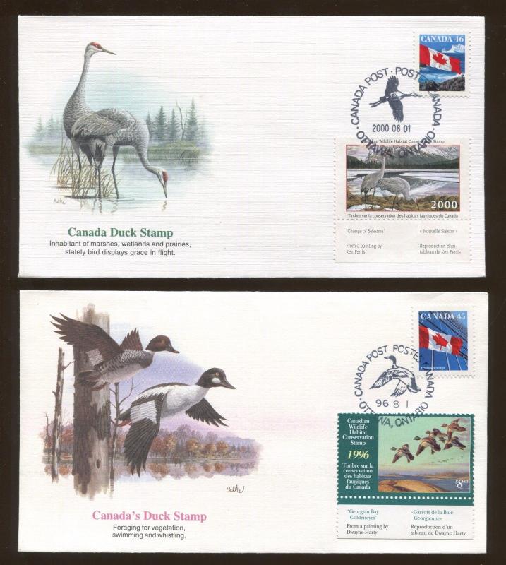 Lot of 4 Canada First Day Covers  Canada Migratory Duck Stamps