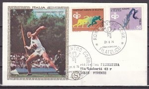 Italy, Scott cat. 1149-1150. Sports issue. Silk Cachet. First day cover.