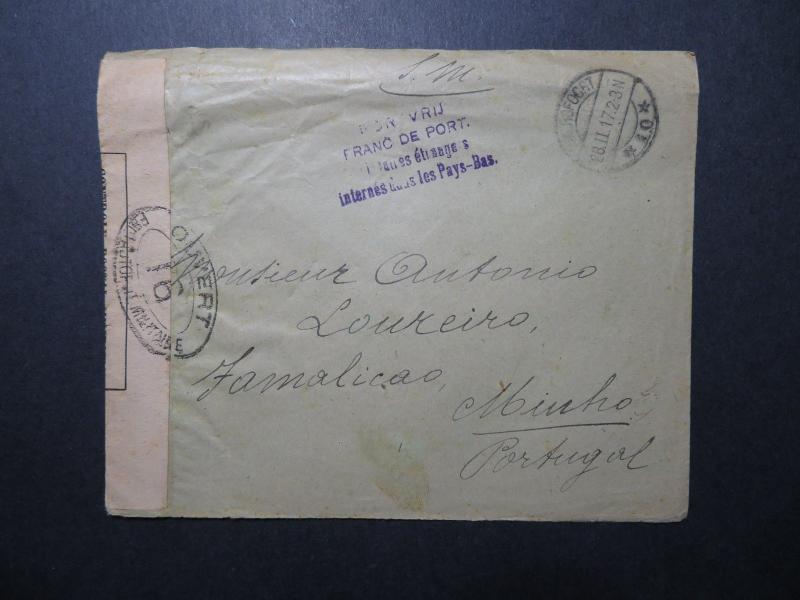 France 1917 POW Cover to Portugal / Light Creasing - Z11375