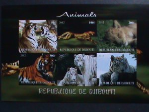 ​DJIBOUTI-2012-WORLD FAMOUS ENDANGERED ANIMALS MNH IMPERF SHEET-VERY FINE