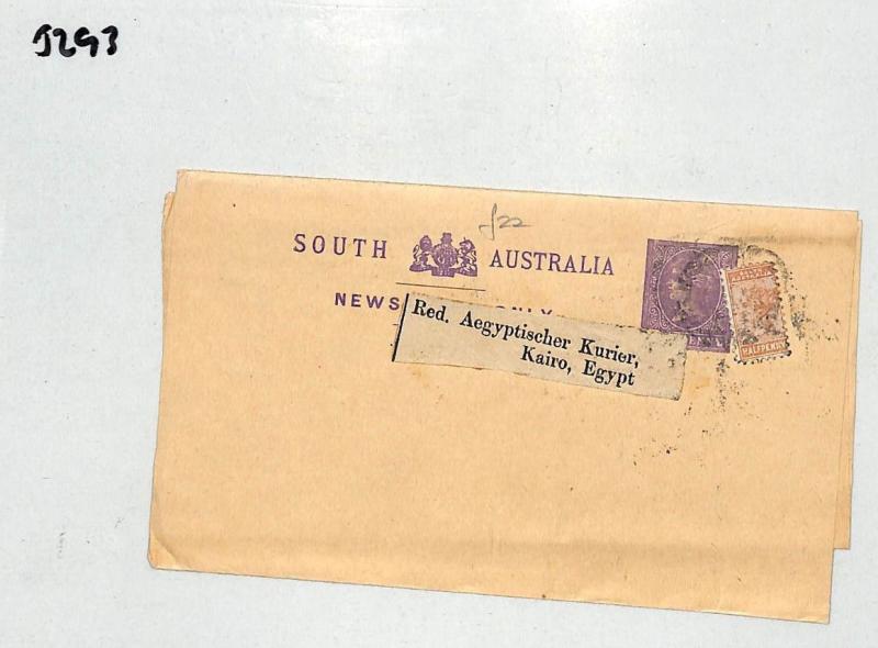 J293 1890s SOUTH AUSTRALIA Stationery Wrapper Uprated Halfpenny EGYPT Cairo 