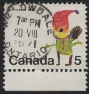 Canada 519 (used) 5c child’s drawing of Santa (1970)