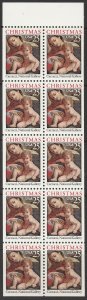 #2427a Christmas Booklet of 1989 Never Folded Pane of 10 MNH
