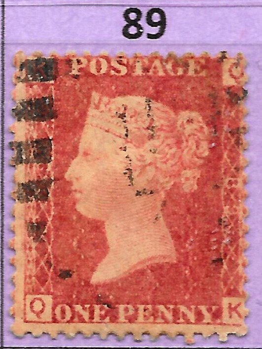 GB QV 1868 SG43 / 44, 1d Penny Red,  Good Used, Plate 89 (QK)
