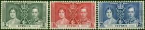 Cyprus 1937 Coronation Set of 3 SG148-150 Fine VLMM (2)