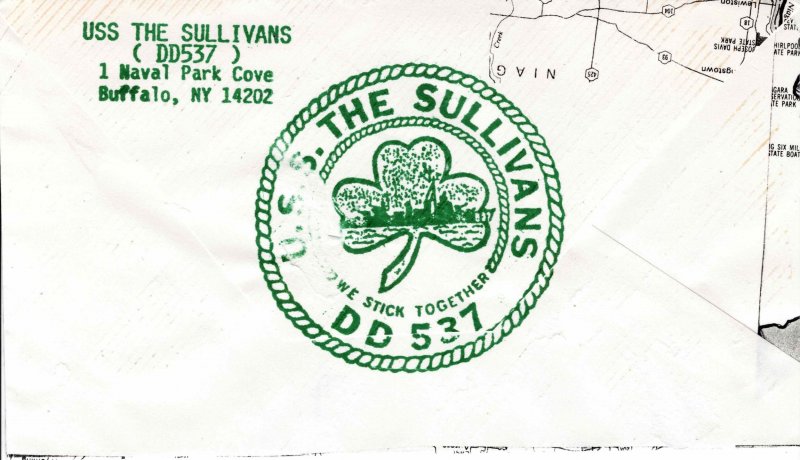 USA 1992 Cover Sc 2257 Homemade Envelope Erie Canal Map USS The Sullivans DD537