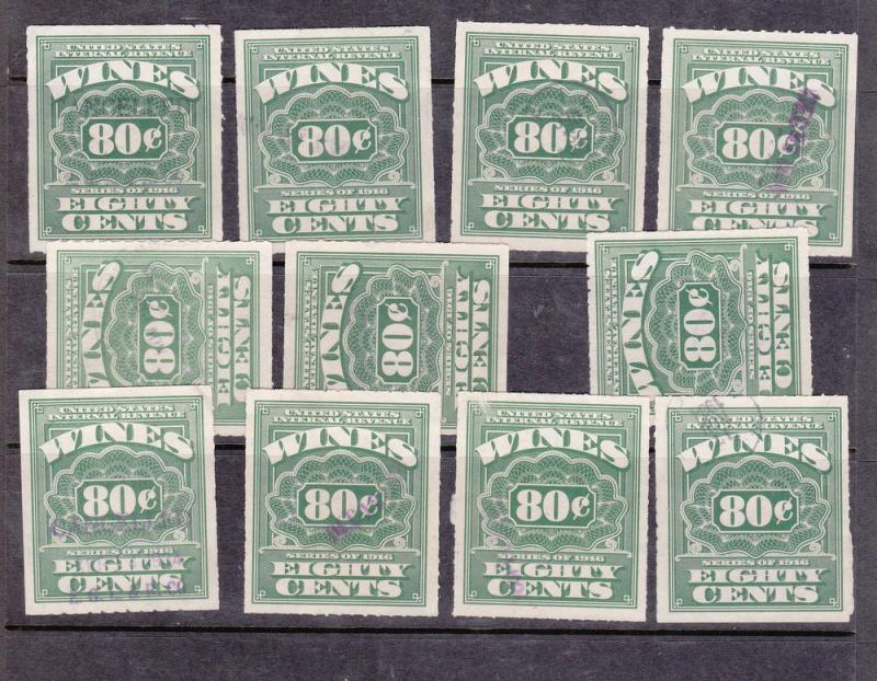 # RE48, 80cent Wine Stamps, 10 used good condition