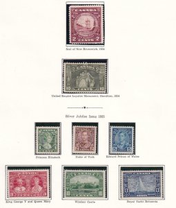 CANADA # 209-216 VF-MNH LOYALIST ISSUE & 1935 SILVER JUBILEE CAT VALUE $140.50