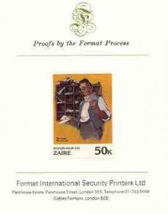 Zaire 1981 Sorter Reading Mail by Norman Rockwell 50k imp...