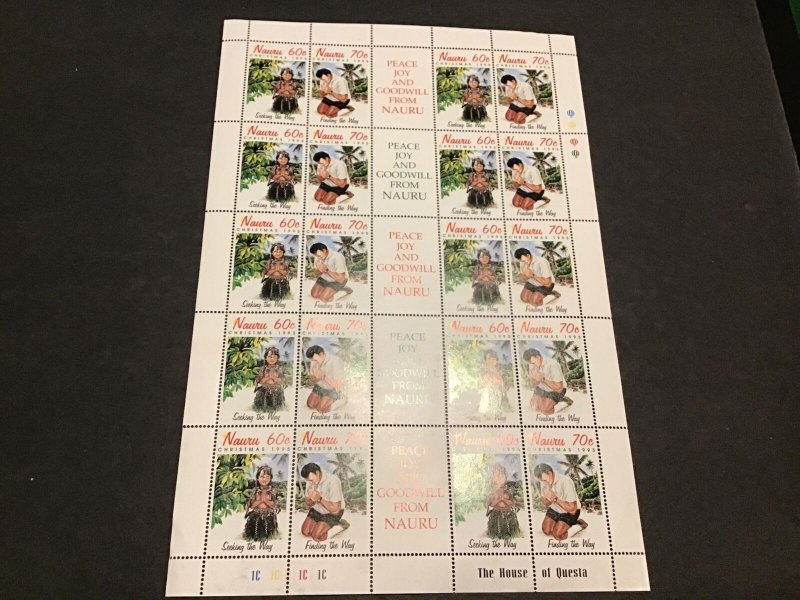 Nauru Christmas 1995 Peace & Goodwill  MNH full Stamps Sheet Ref 49794 