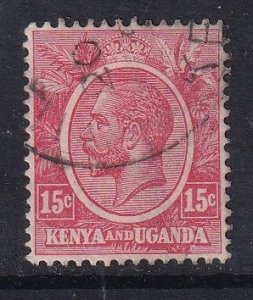 Kenya, Uganda, & Tanzania #24 used 1922 King George V  15c