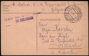 Austria Empire 1917 WWI Feldpost KuK Etappenpostamt Belgrad Serbia Cover G68026