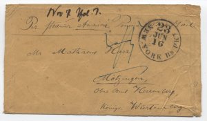 1857 stampless New York to Germany prussian closed mail per america [6525.406]