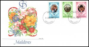 Maldive Islands 906-908 Royal Wedding Fleetwood U/A FDC