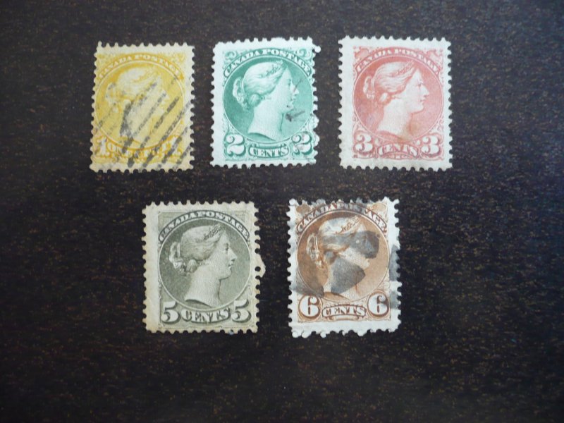 Stamps - Canada - Scott# 35-39 - Used Part Set of 5 Stamps