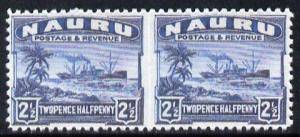 Nauru 1924-48 Century 2.5d dull blue horizontal pair impe...