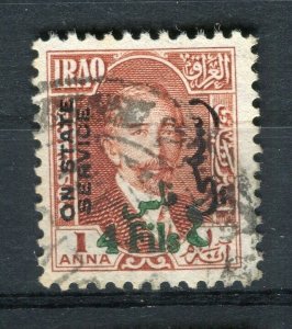 IRAQ; 1932 early Faisal SERVICE surcharged issue used 4f. value