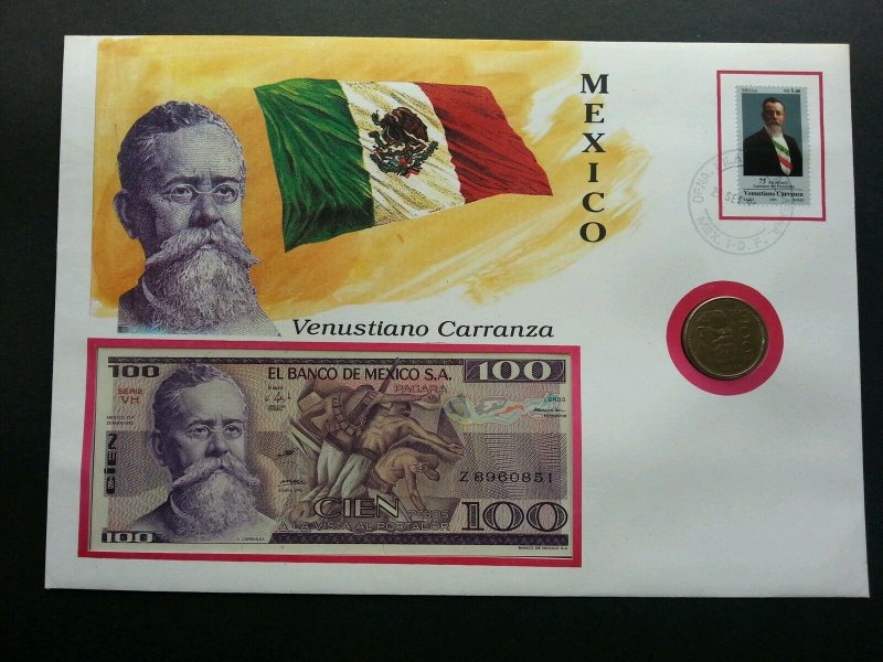 Mexico 1995 Flag FDC (banknote coin cover) *3 in 1 *rare