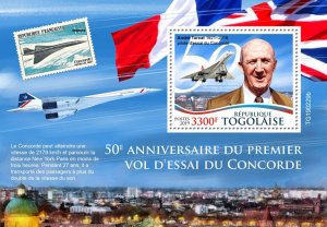 TOGO - 2019 - Concorde First Test Flight - Perf Souv Sheet - Mint Never Hinged
