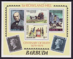 Barbuda-Sc #386-sheet-Rowland Hill-unused-NH-