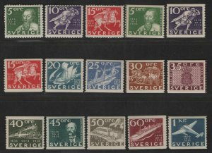 $Sweden Sc#248-262 M/NH/VF, complete set, Cv. $320