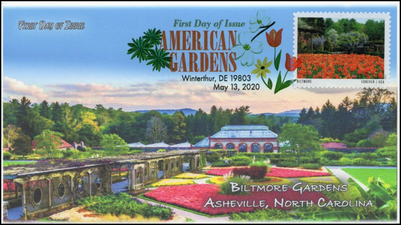 20-120 2020 American Gardens Digital Color Postmark First Day Cover Biltmor