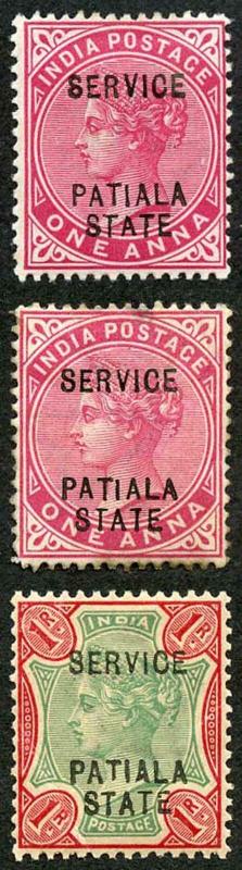 ICS PATIALA Official SGO20/O21 1902 Set of 2 (plus 1a shade) 1r toned m/mint