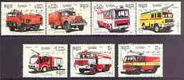 Kampuchea 1987 Fire Engines complete perf set of 7 unmoun...