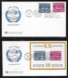 United Nations NY 143-145 20th UN Geneva Cachet FDC First Day Cover NY Cancel