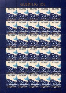 Faroe Island Denmark Christmas seals full MNH sheet 1985