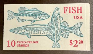 BK154 Fish  #2209a Booklet of 10  22 c  FV $11  1986 lot of 5 books 50 stamps