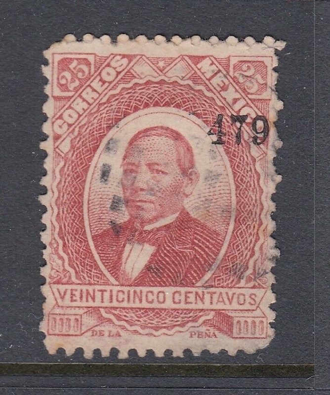 Mexico Juarez 1879 25c Rose 479 Ures/ Hermosillo Thick Paper Used. Sct 127 var