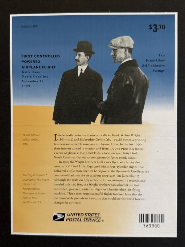 2003 sheet Wright Brothers Centennial Sc# 3783