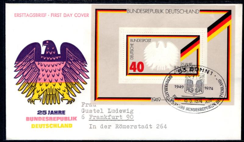 Germany 1145 Souvenir Sheet Typed FDC