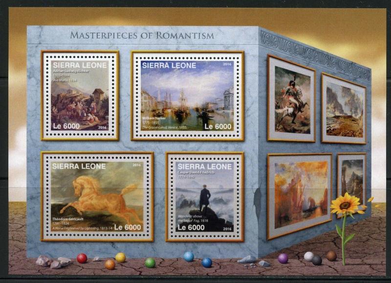 SIERRA LEONE 2016 MASTERPIECES OF  ROMANTISM  SHEET MINT NEVER HINGED