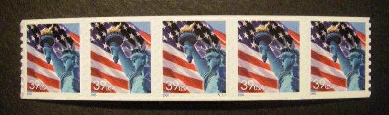 Scott 3983, 39c Lady Liberty, PNC5 #V1111, P/V, MNH Coil Beauty