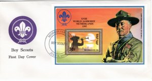 Mongolia 1992 Sc 2070 gold border FDC