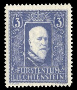 Liechtenstein #114 Cat$125, 1933 3fr violet blue, lightly hinged