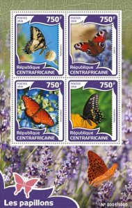 C A R - 2016 - Butterflies - Perf 4v Sheet - Mint Never Hinged