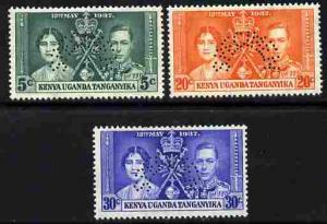 Kenya, Uganda & Tanganyika 1937 KG6 Coronatio set of 3 pe...